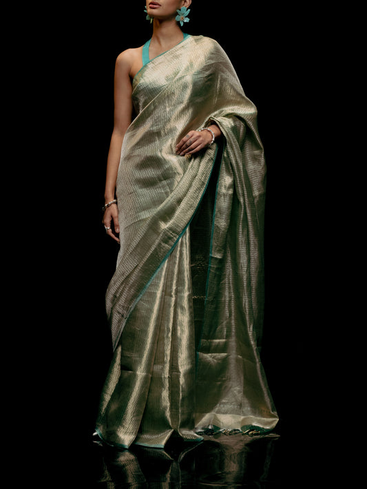 Handwoven Green Tissue Saree