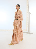 Handwoven Peach Tissue Saree