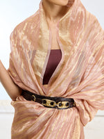 Handwoven Peach Tissue Saree