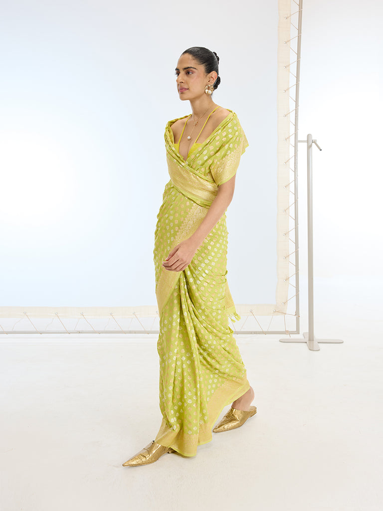 Handwoven Green Georgette Saree