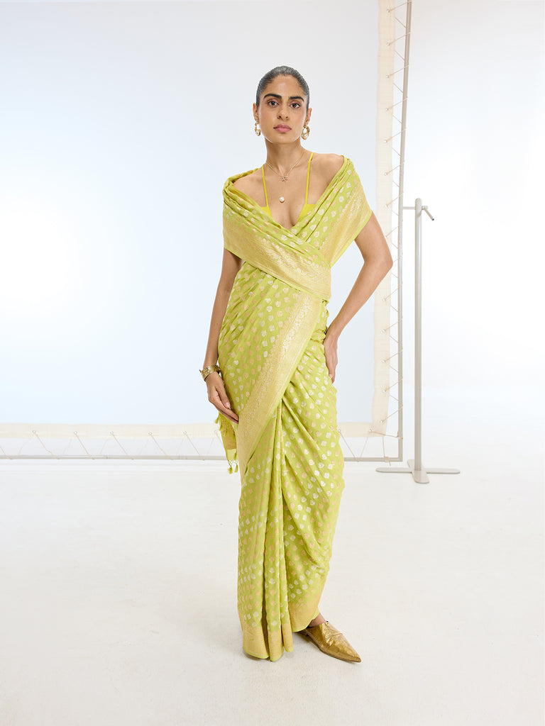 Handwoven Green Georgette Saree