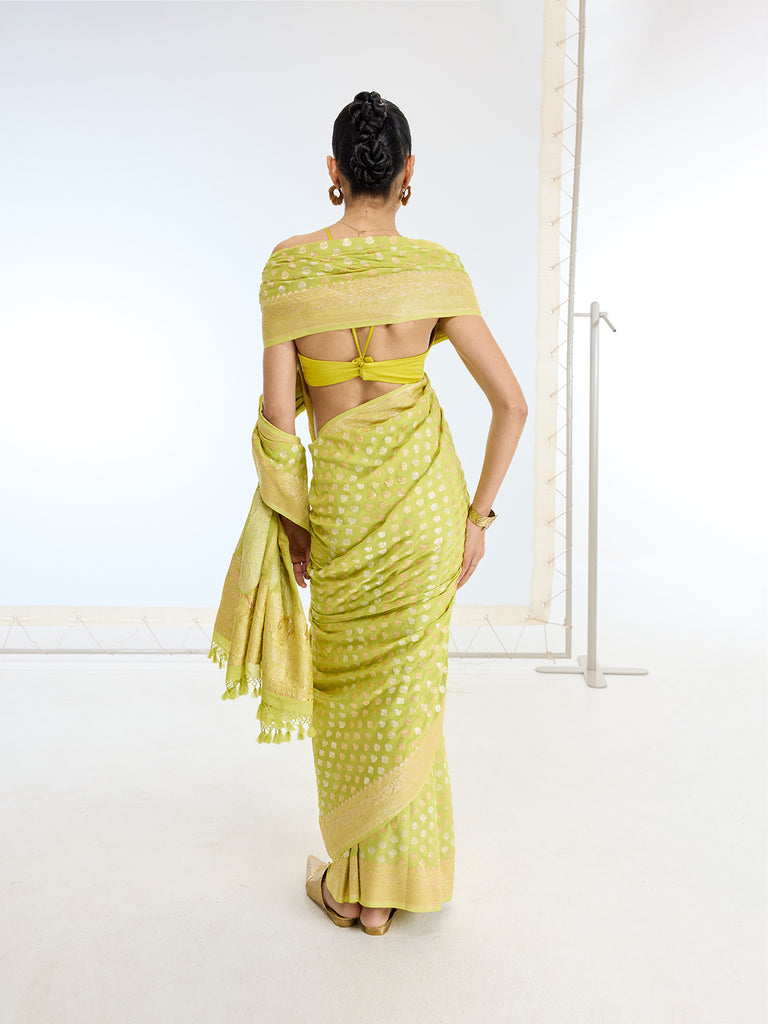 Handwoven Green Georgette Saree