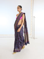 Handwoven Real Zari Navy Silk Saree