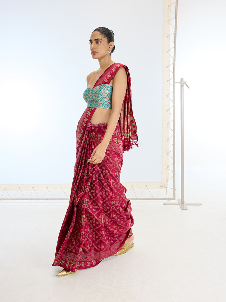 Handwoven Real Zari Rani Silk Saree