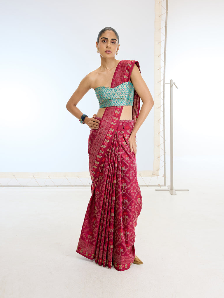 Handwoven Real Zari Rani Silk Saree