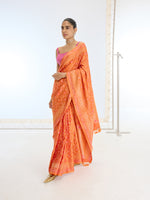 Handwoven Real Zari Orange Silk Saree