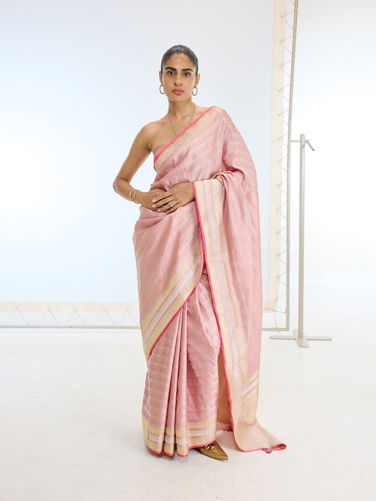 Handwoven Pink Silk Saree