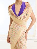 Handwoven Real Zari Beige Silk Saree