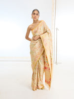 Handwoven Real Zari Beige Silk Saree