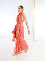 Handwoven Rust Tissue Saree
