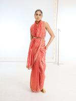 Handwoven Rust Tissue Saree