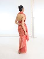 Handwoven Rust Tissue Saree