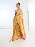 Handwoven Real Zari Mustard Silk Saree