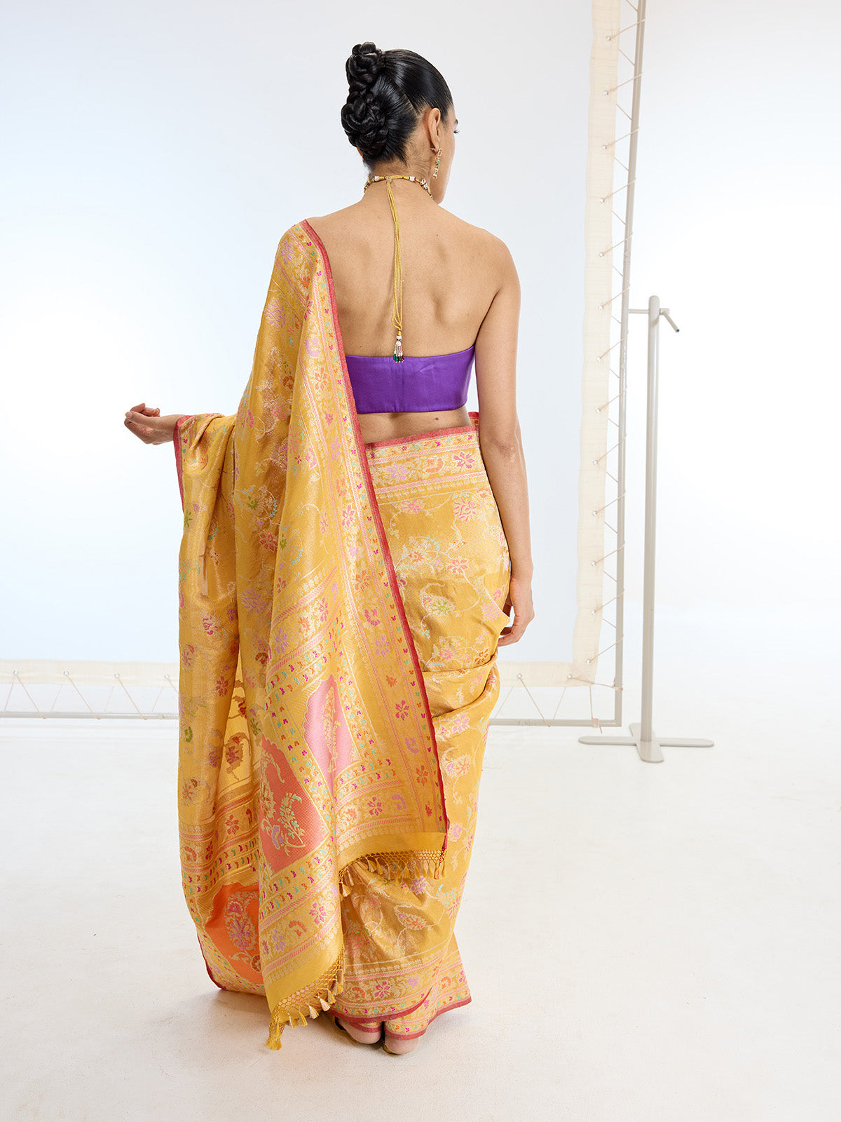 Handwoven Real Zari Mustard Silk Saree
