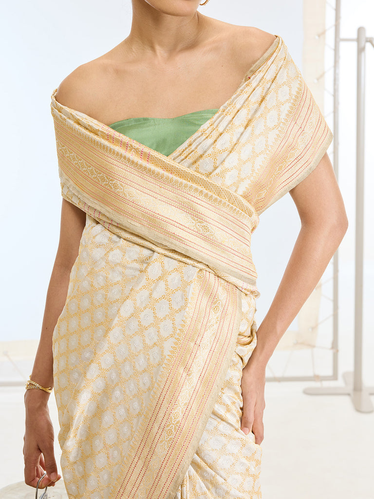 Handwoven Real Zari Yellow Silk Saree