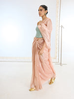 Handwoven Peach Tissue Saree