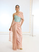 Handwoven Peach Tissue Saree