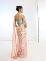 Handwoven Peach Tissue Saree