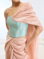 Handwoven Peach Tissue Saree