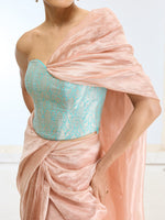 Handwoven Peach Tissue Saree
