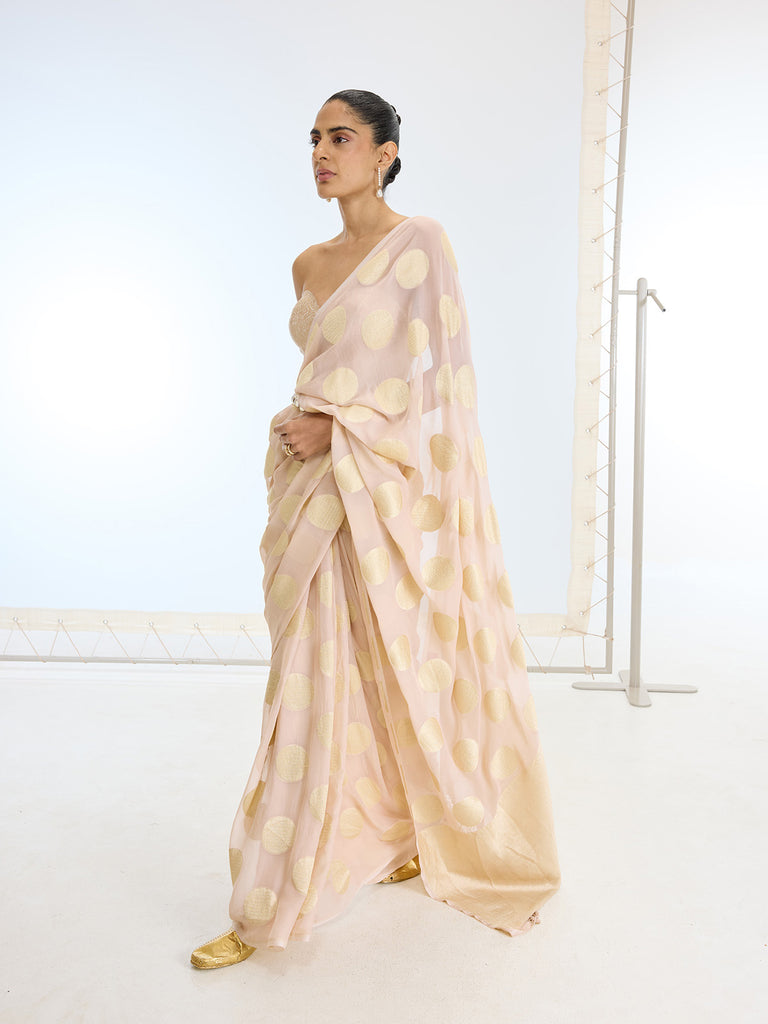 Handwoven Pink Georgette Saree