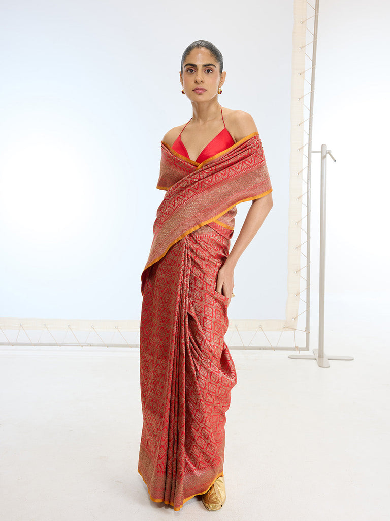 Handwoven Red Silk Saree