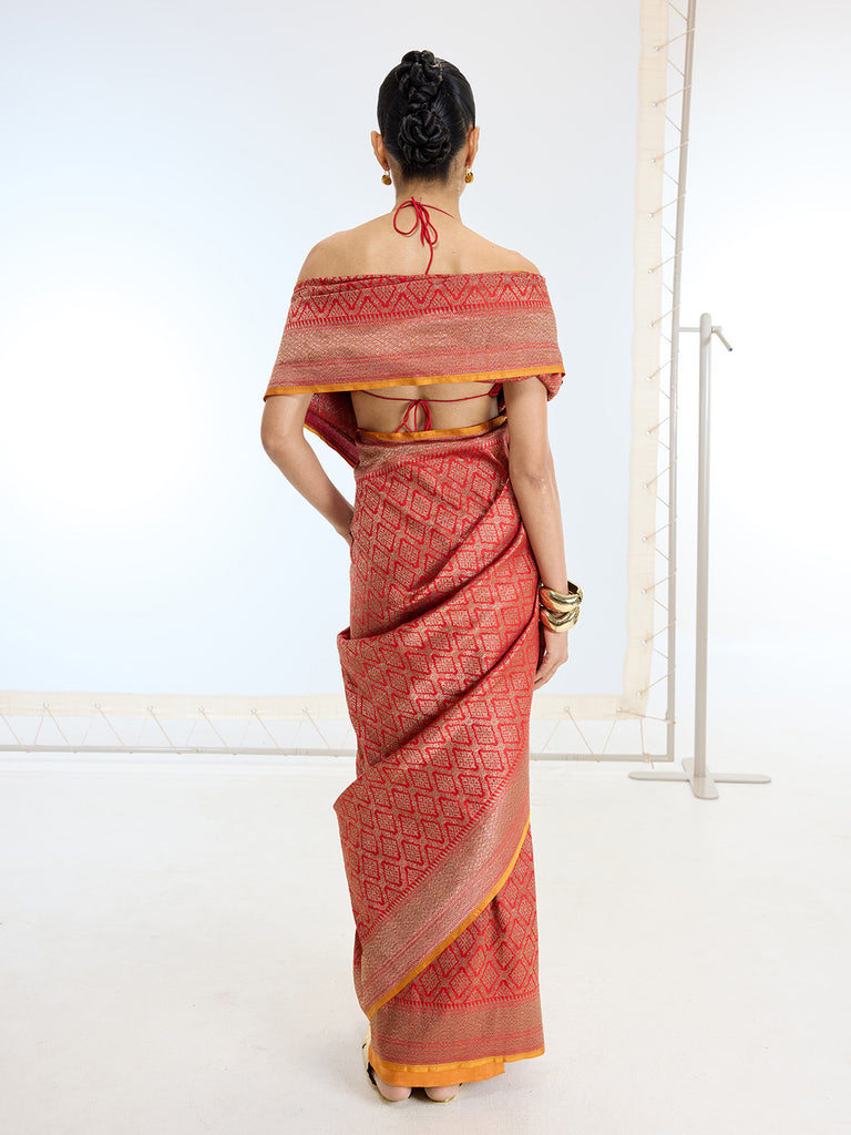 Handwoven Red Silk Saree