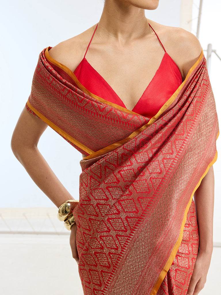 Handwoven Red Silk Saree
