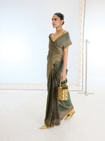 Handwoven Bottle Green Silk Saree