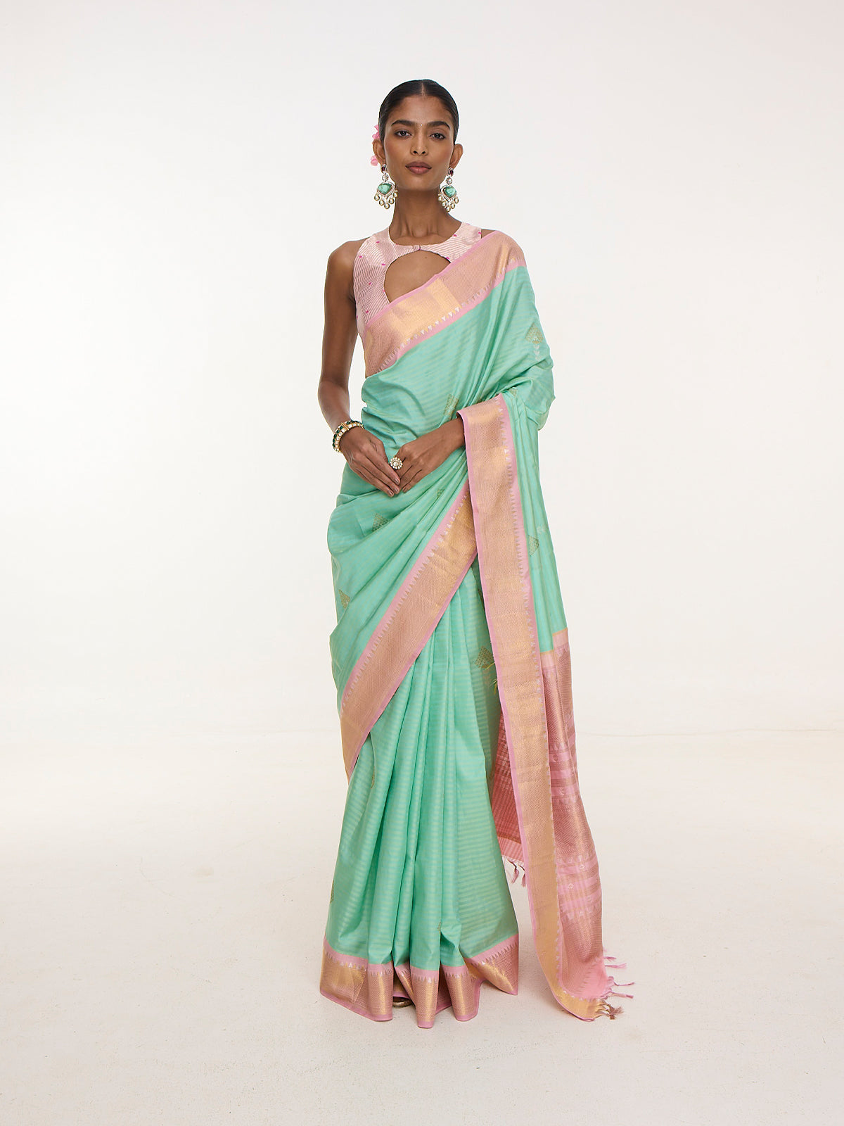 Handwoven Aqua Blue Kanjivaram Saree