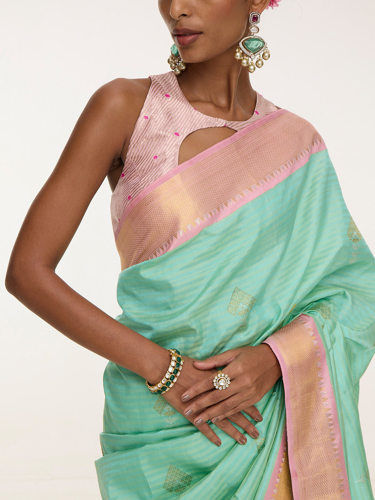 Handwoven Aqua Blue Kanjivaram Saree