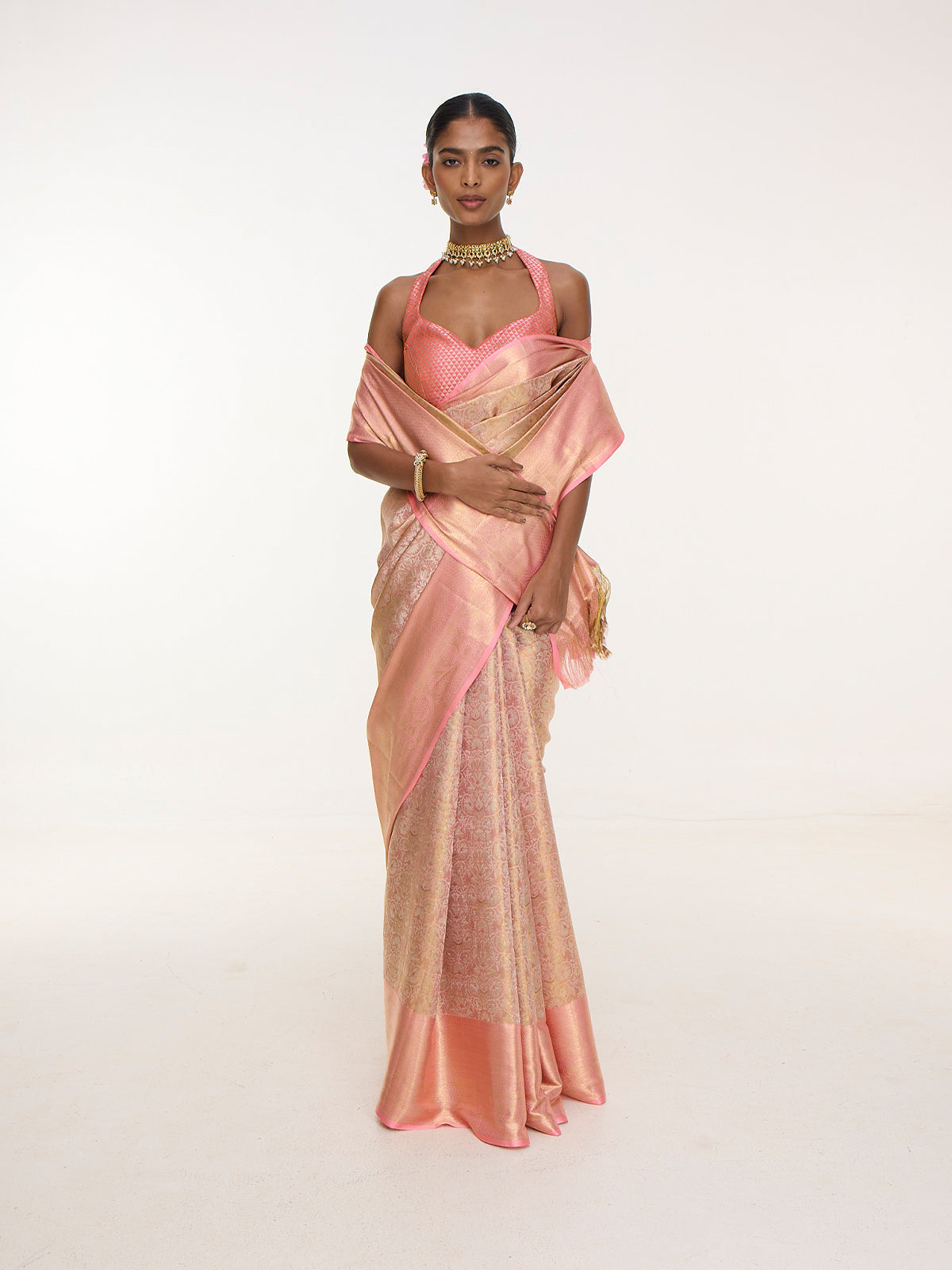 Handwoven Pink Kanjivaram Saree