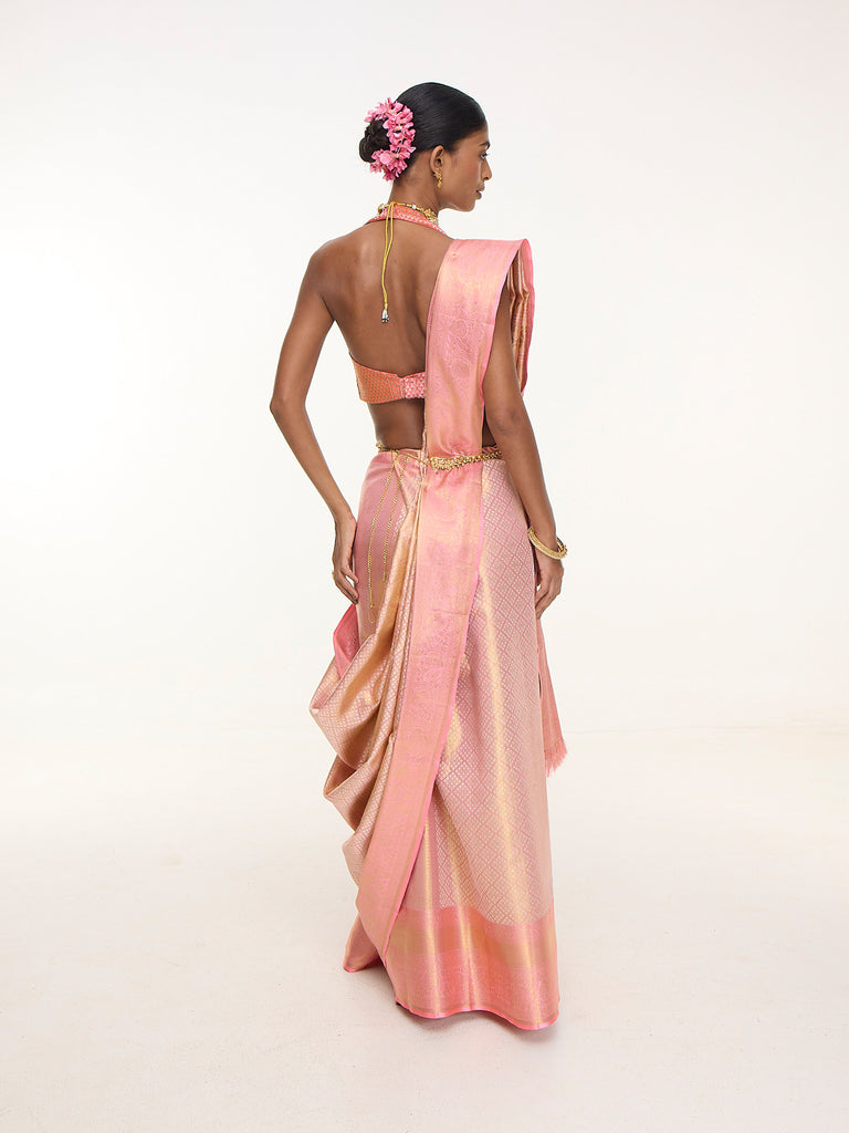 Handwoven Blush Pink Kanjivaram Saree