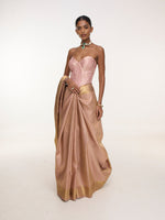 Handwoven Pink & Gold Kanjivaram Saree