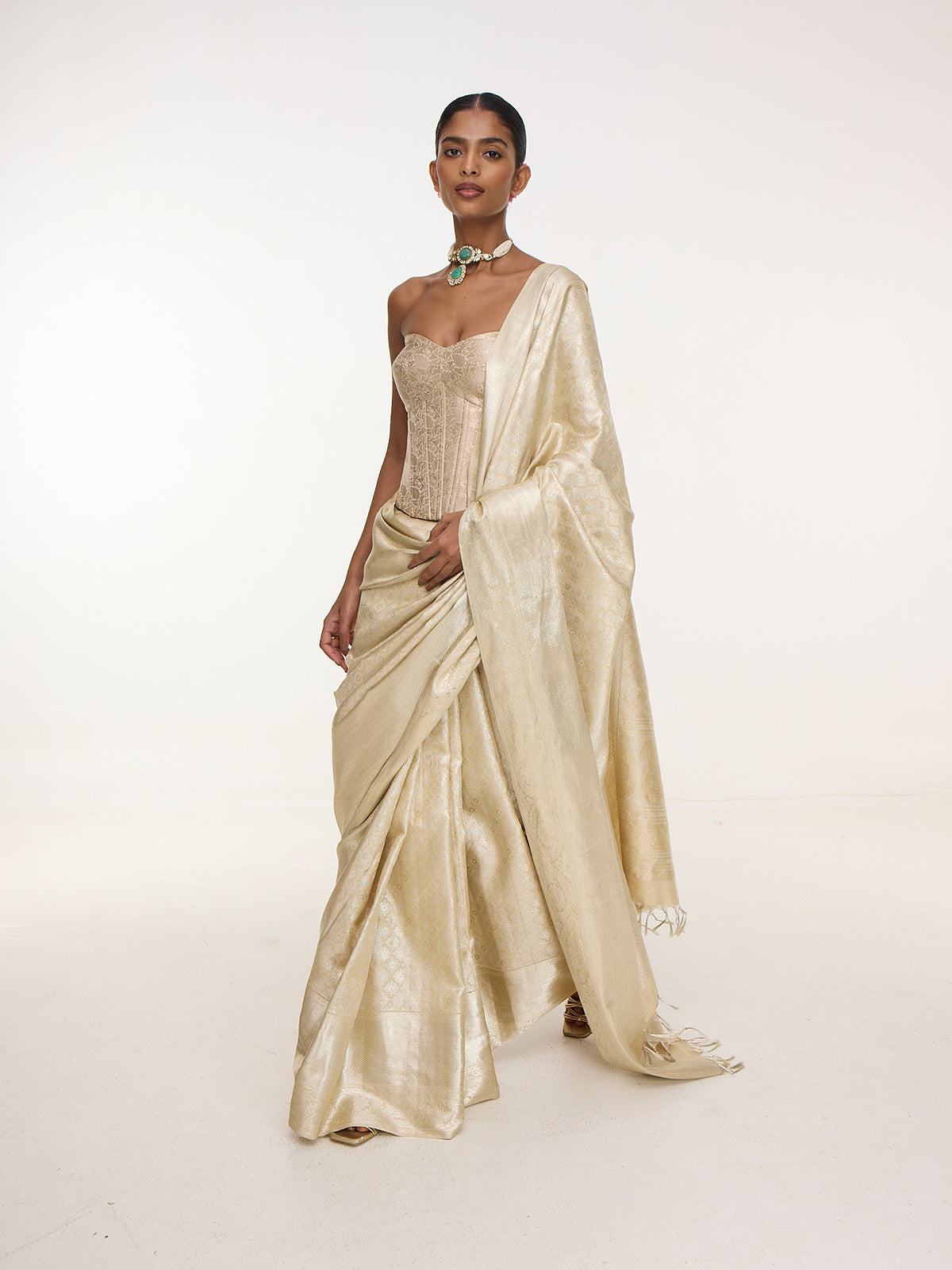 Handwoven Silver Kanjivaram Saree