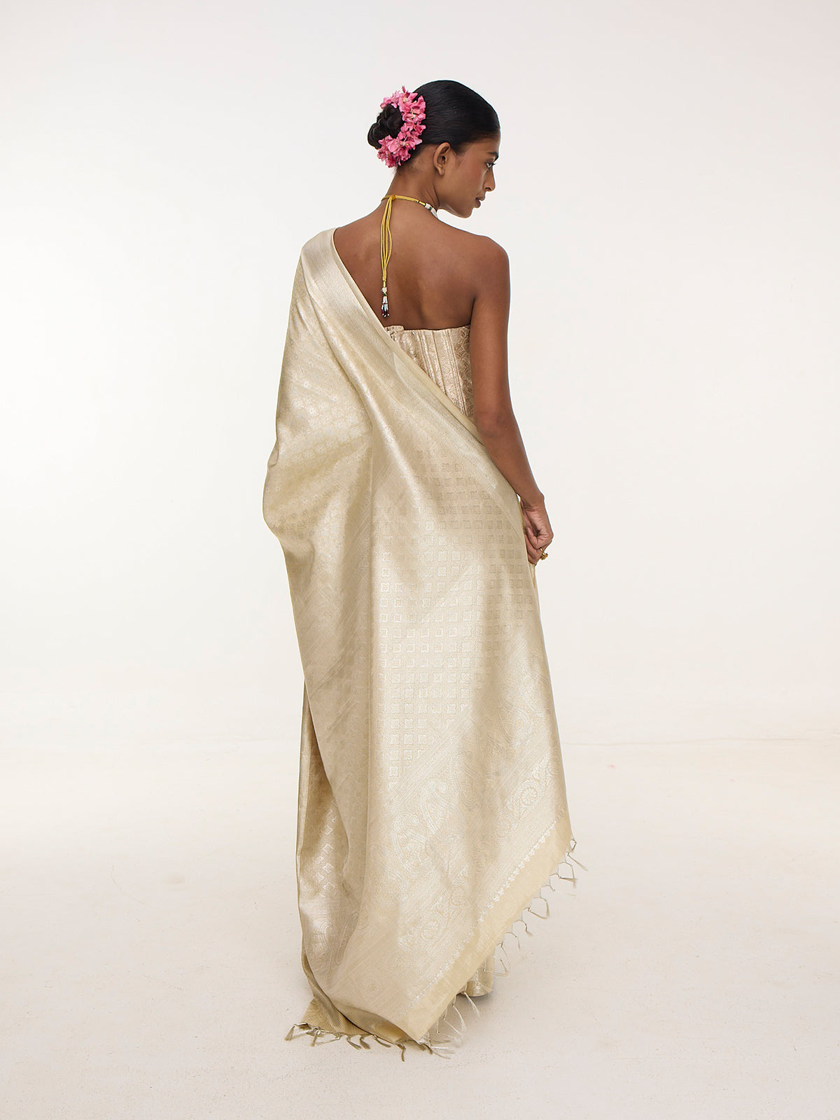 Handwoven Silver Kanjivaram Saree