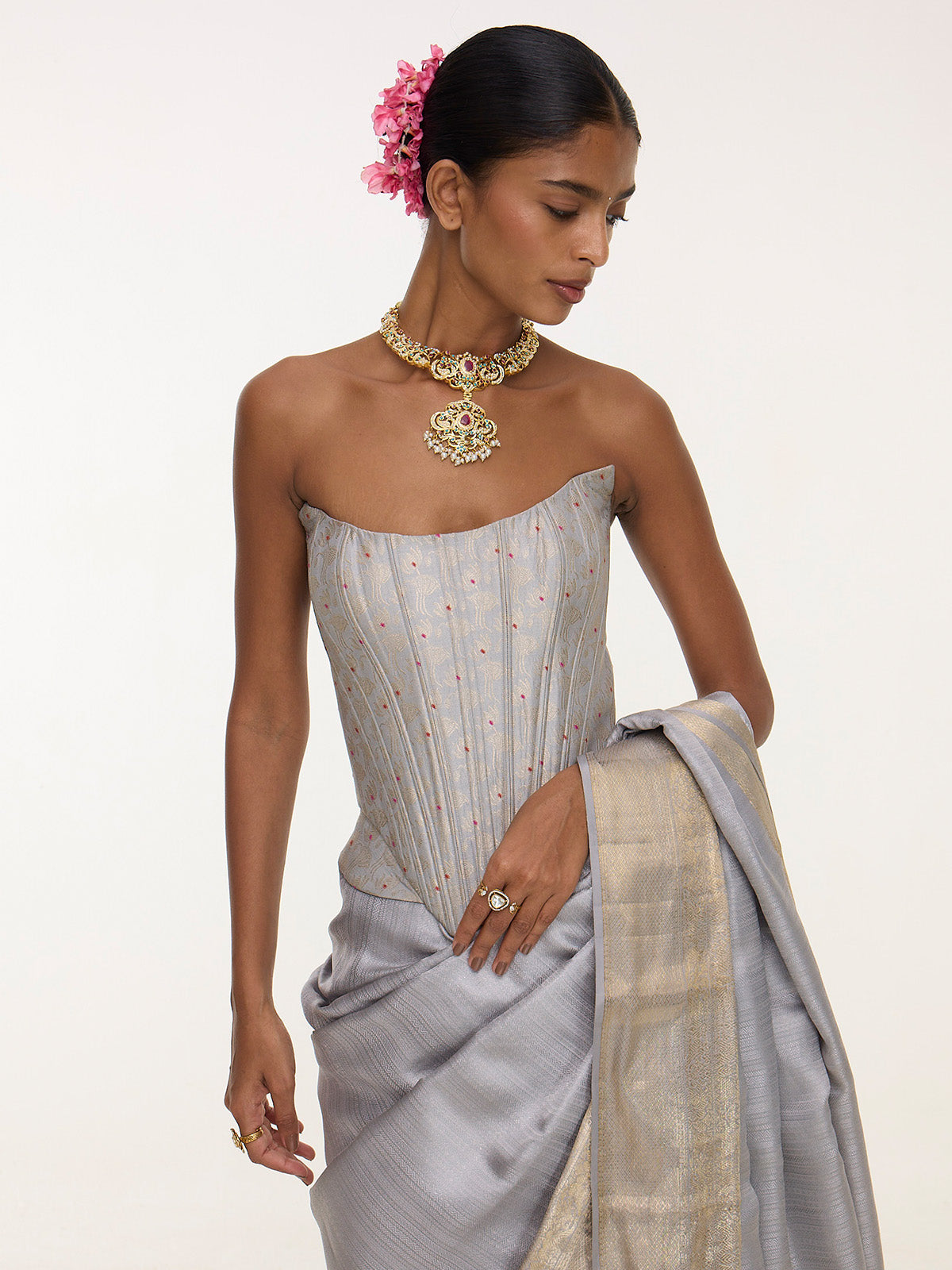 Handwoven Dusty-Blue Kanjivaram Saree