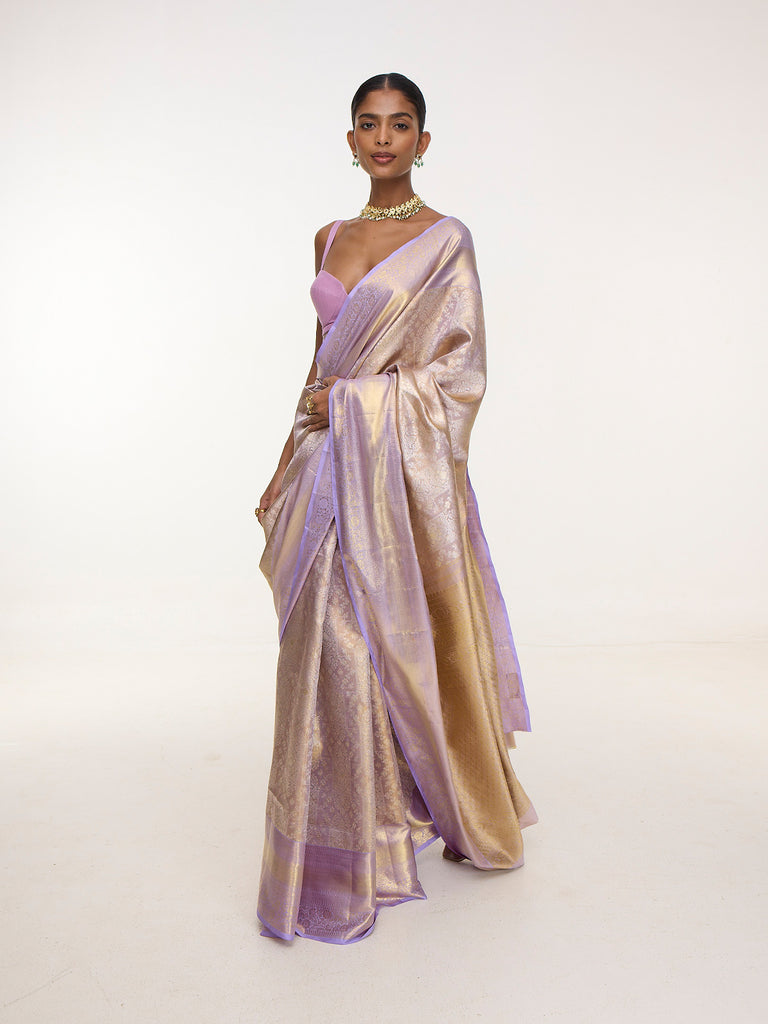 Handwoven Mauve Kanjivaram Saree
