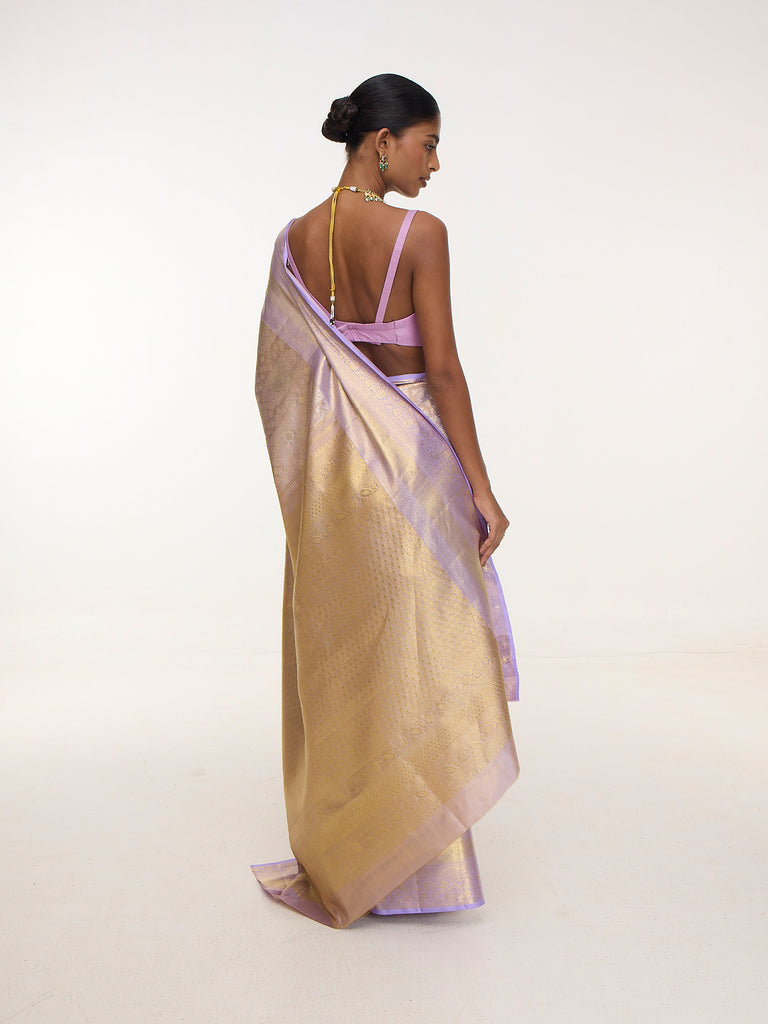 Handwoven Mauve Kanjivaram Saree
