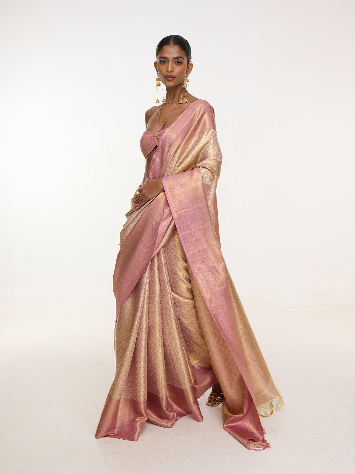 Handwoven Peach Kanjivaram Saree