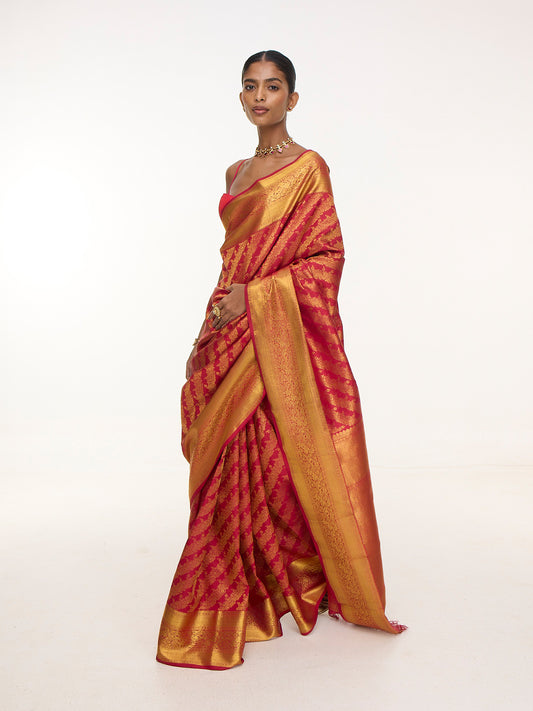 Handwoven Magenta Kanjivaram Saree