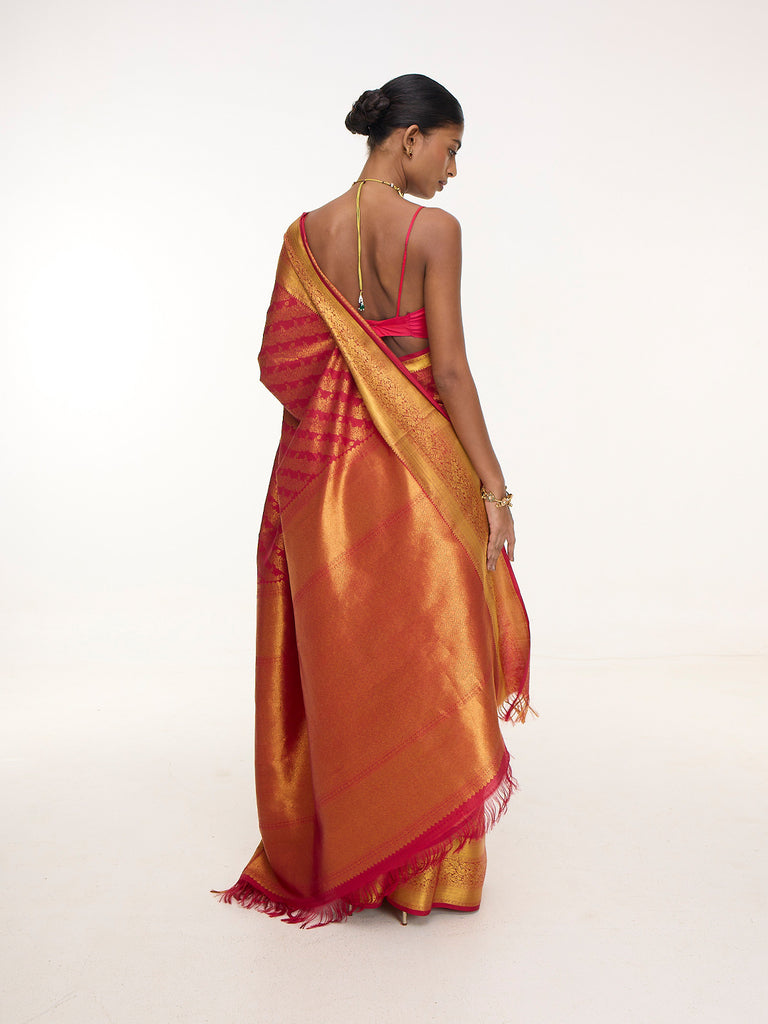 Handwoven Magenta Kanjivaram Saree