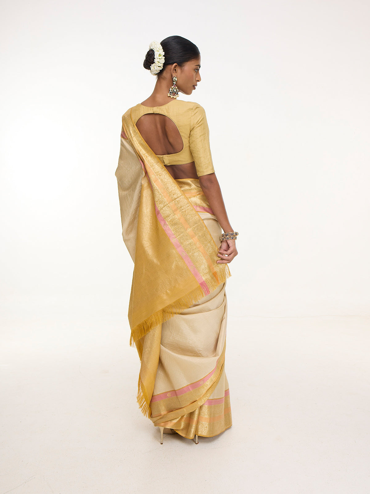 Handwoven Off-White Kanjivaram Saree