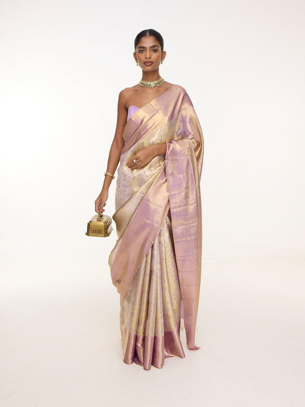 Handwoven Lavendar Kanjivaram Saree