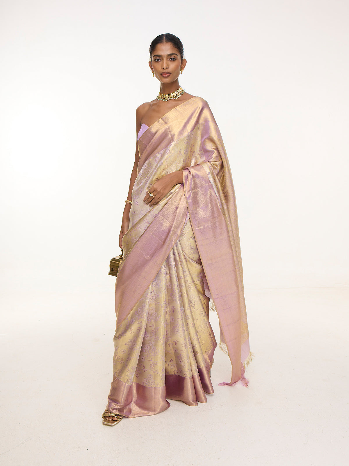 Handwoven Lavendar Kanjivaram Saree