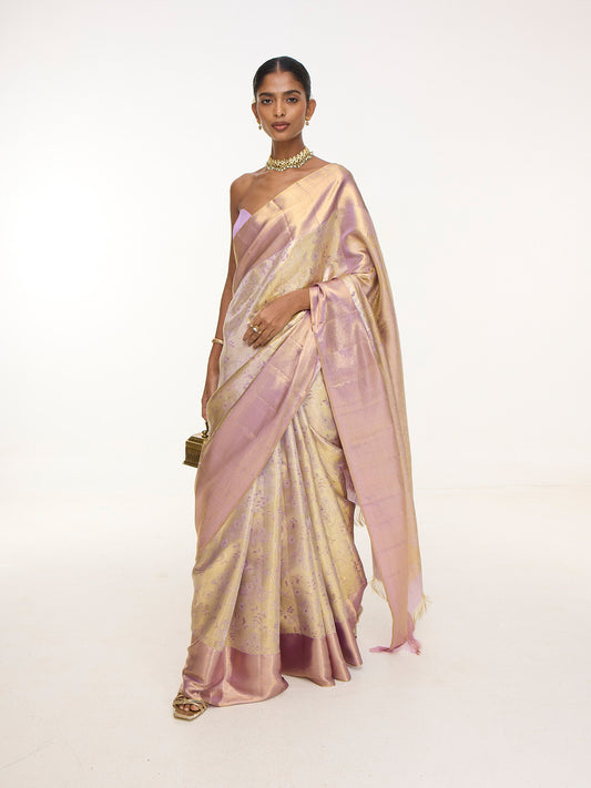Handwoven Lavendar Kanjivaram Saree