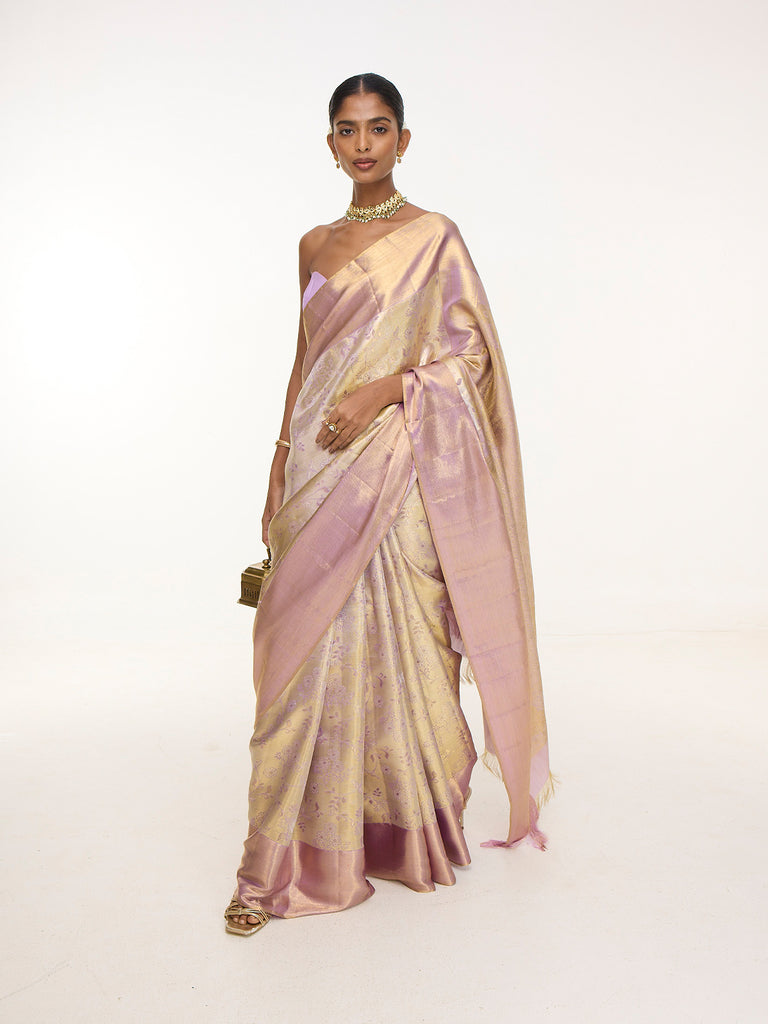Handwoven Lavendar Kanjivaram Saree