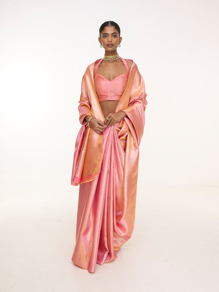 Handwoven Rouge Kanjivaram Saree