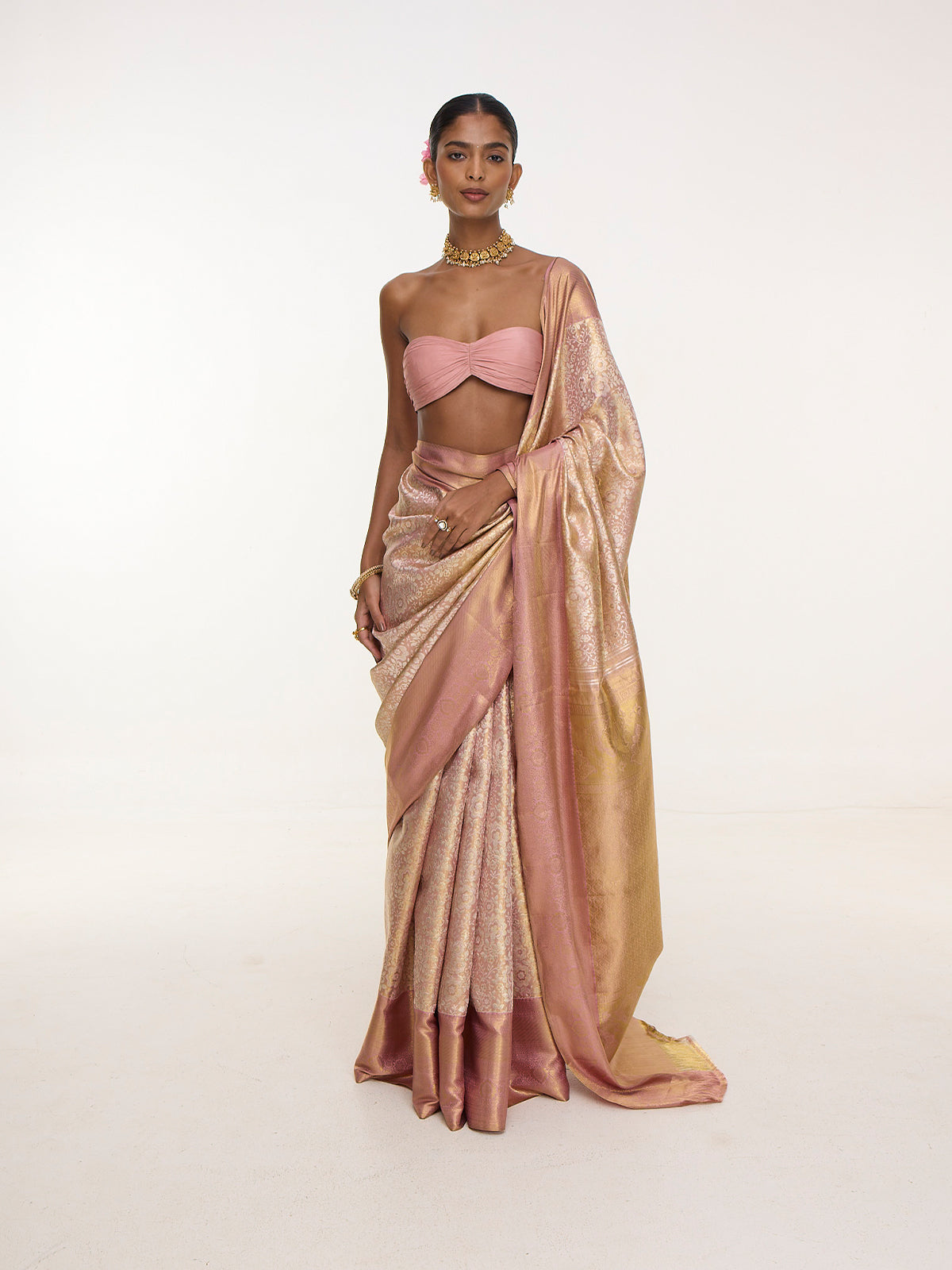 Handwoven Gold Kanjivaram Saree