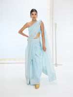 The Luna Saree In Aqua Green